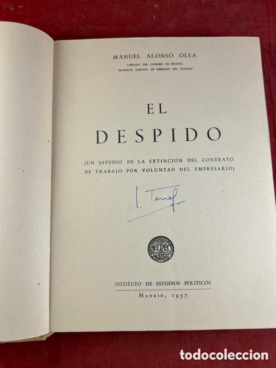 Libros: El despido 1958 Manuel Alonso Olea - Foto 2