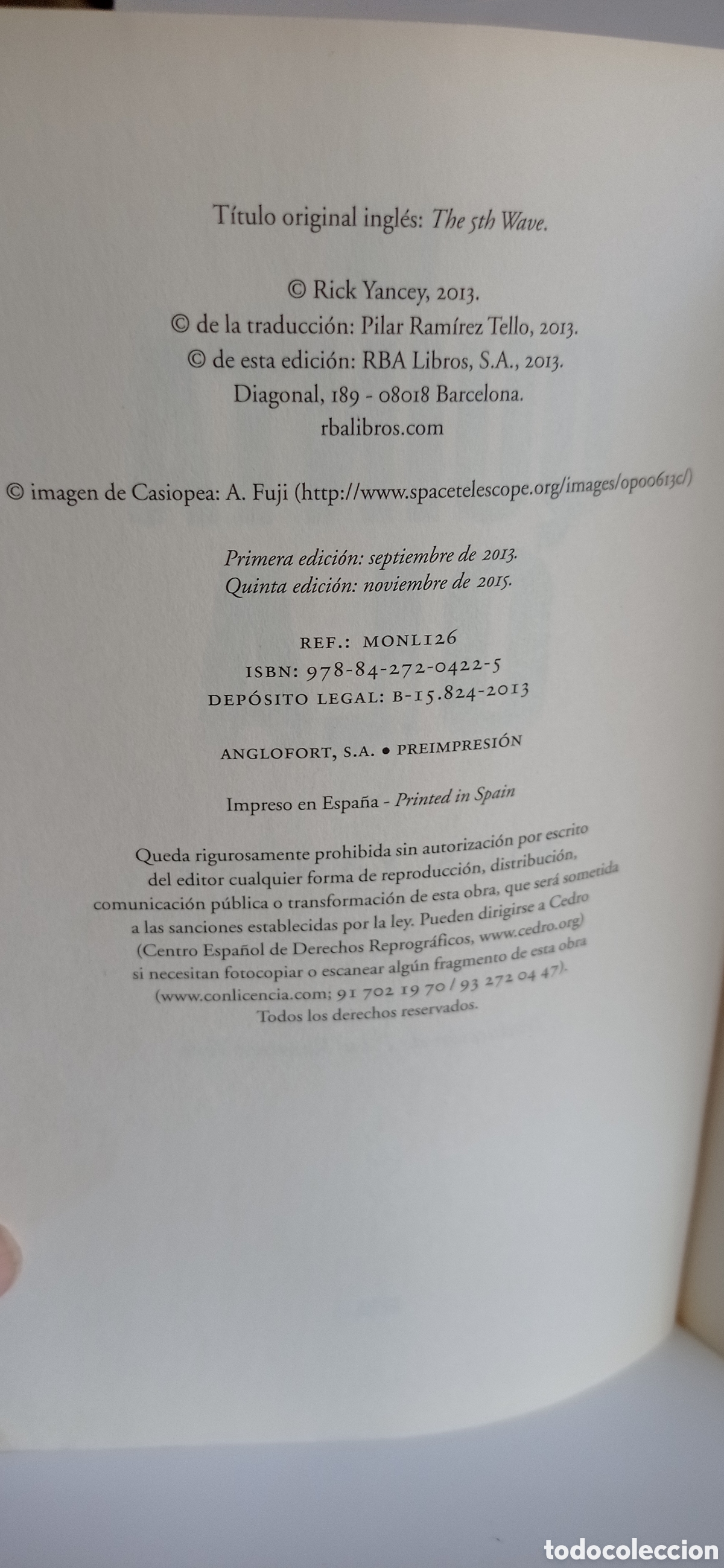Libros: LIBRO / LA QUINTA OLA / DE RICK YANCEY - 2013 - Foto 4