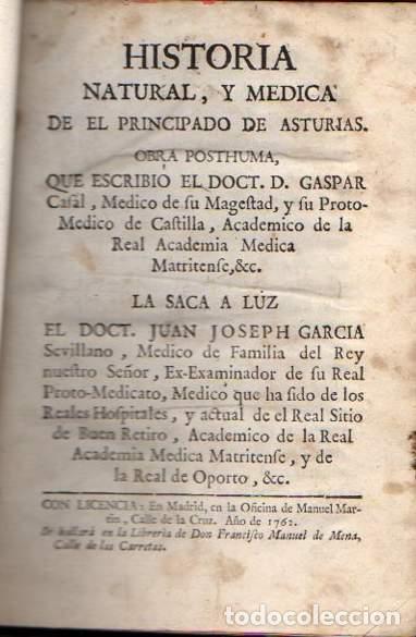 Libros: Historia Natural, y M&eacute;dica de el Principado de Asturias. - Garcia Sevillano, Juan Jos&eacute;/M&eacute;dico de la