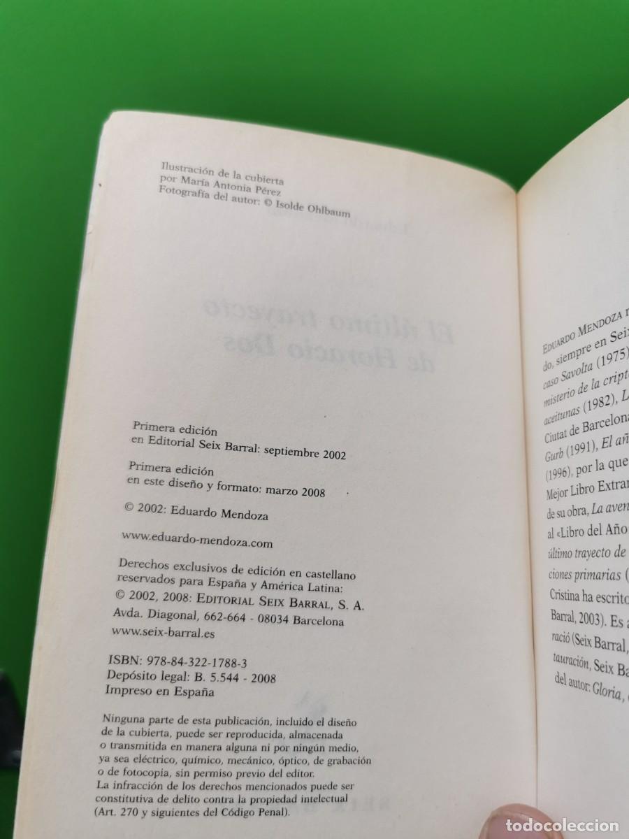 Libros: EDUARDO MENDOZA- EL ULTIMO TRAYECTO DE HORACIO DOS-SEIX BARRAL - Foto 3