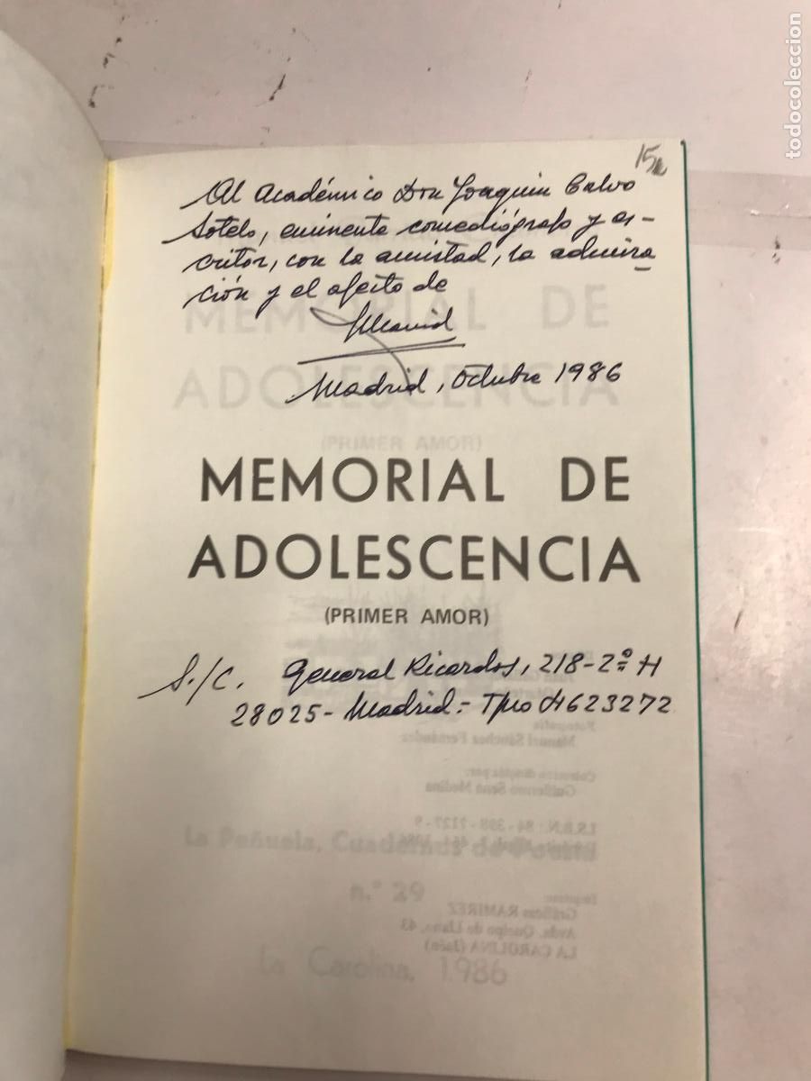 Libros: MEMORIAL DE LA ESCELENCIA. PRIMER AMOR. (DEDICATORIA DEL AUTOR). - MANUEL GARRIDO CHAMORRO. - Foto 2