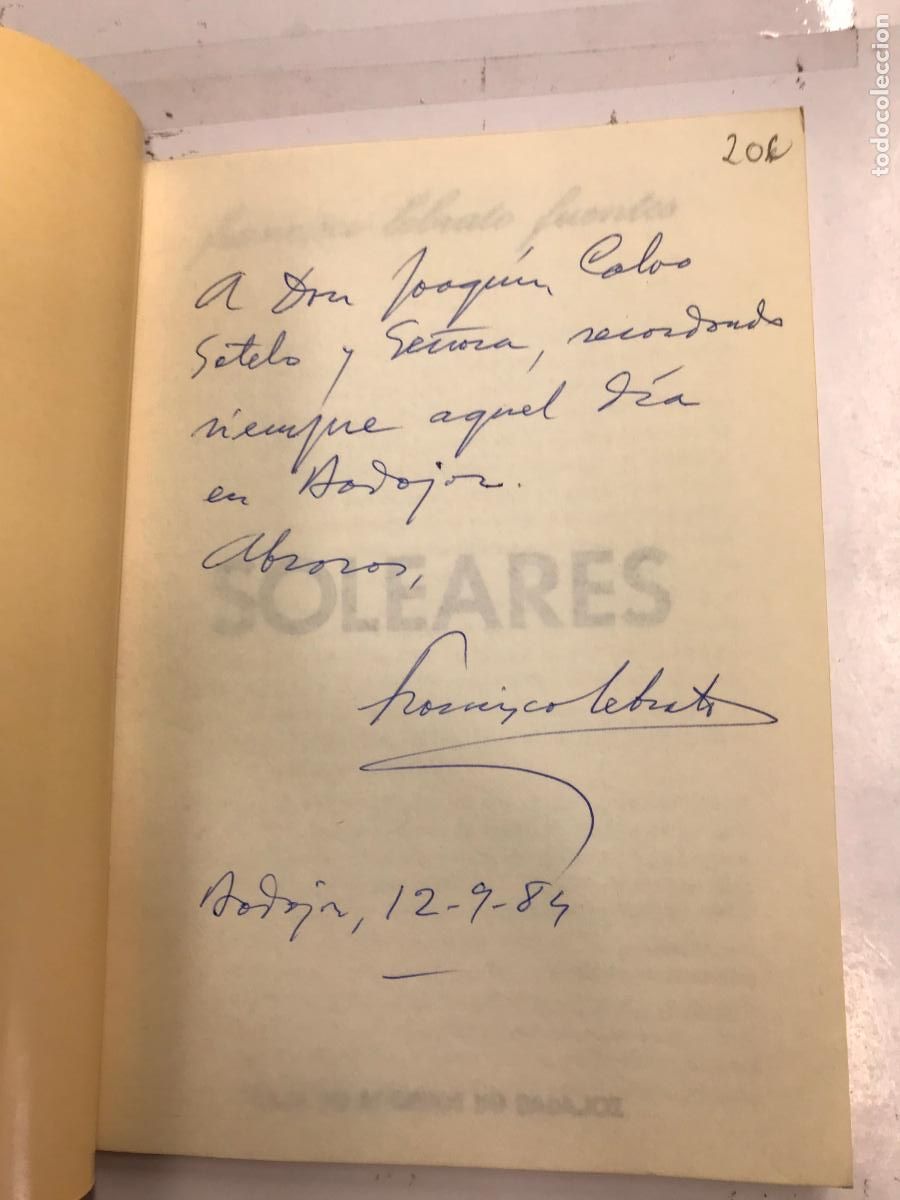 Libros: SOLEARES. (DEDICATORIA DEL AUTOR). - FRANCISCO LEBRATO FUENTES. - Foto 2