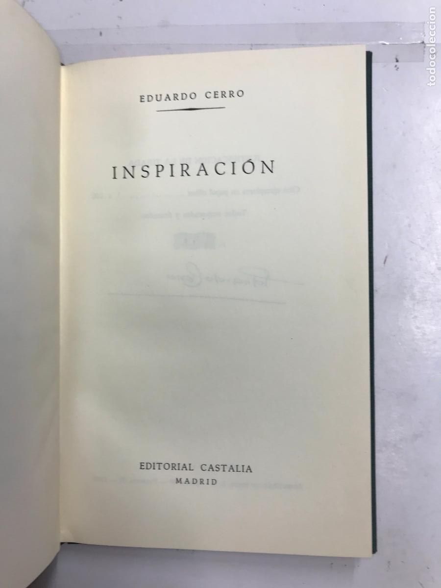 Libros: INSPIRACI&Oacute;N (DEDICATORIA DEL AUTOR). - EDUARDO CERRO. - Foto 1