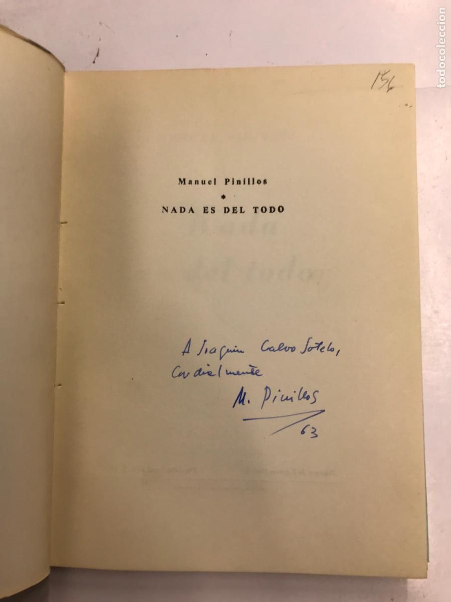 Libros: NADA ES DEL TODO. (DEDICATORIA DEL AUTOR). - MANEL PINILLOS. - Foto 2