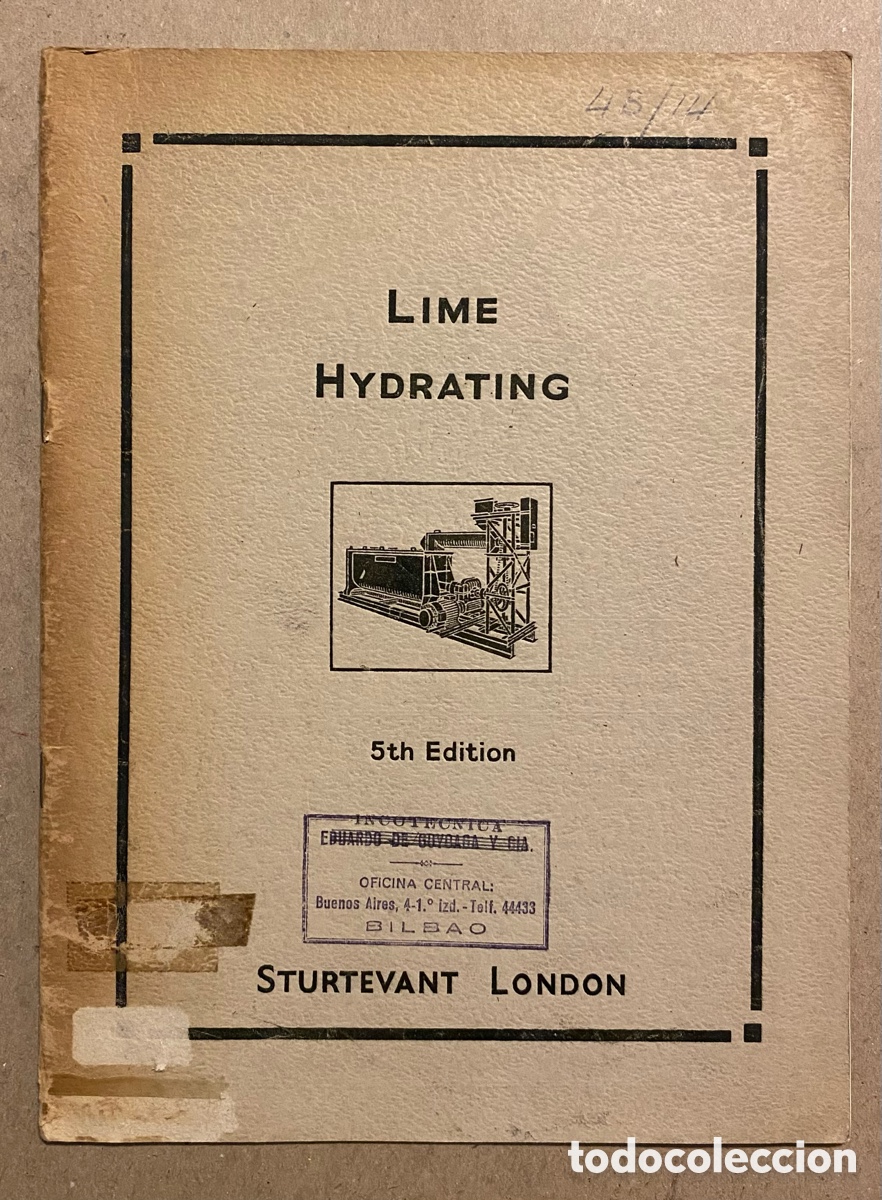 Libros: LIME HYDRATING (KNIBBS PROCESS). STURTEVANT ENGINEERING CO. LTD. LONDON (1956). - Foto 1
