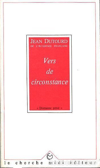 Libros: VERS DE CIRCONSTANCE. - DUTOURD Jean. - Foto 1
