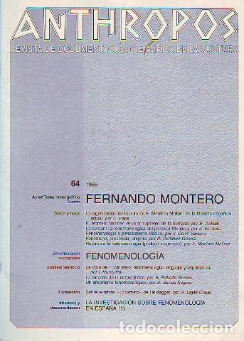 Libros: ANTHROPOS. REVISTA DE DOCUMENTACION CIENTIFICA DE LA CULTURA. N&ordm; 64. - - Foto 1