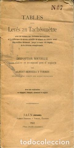 Libros: TABLES POUR LEVES AU TACHEOMETRIE AVEC LES VALEURS DES DISTANCES HORIZONTALES ET LA DIFFERENCE DE NI