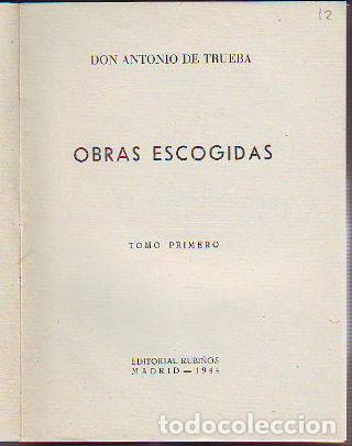 Libros: OBRAS ESCOGIDAS. TOMO I. - TRUEBA Antonio de. - Foto 1