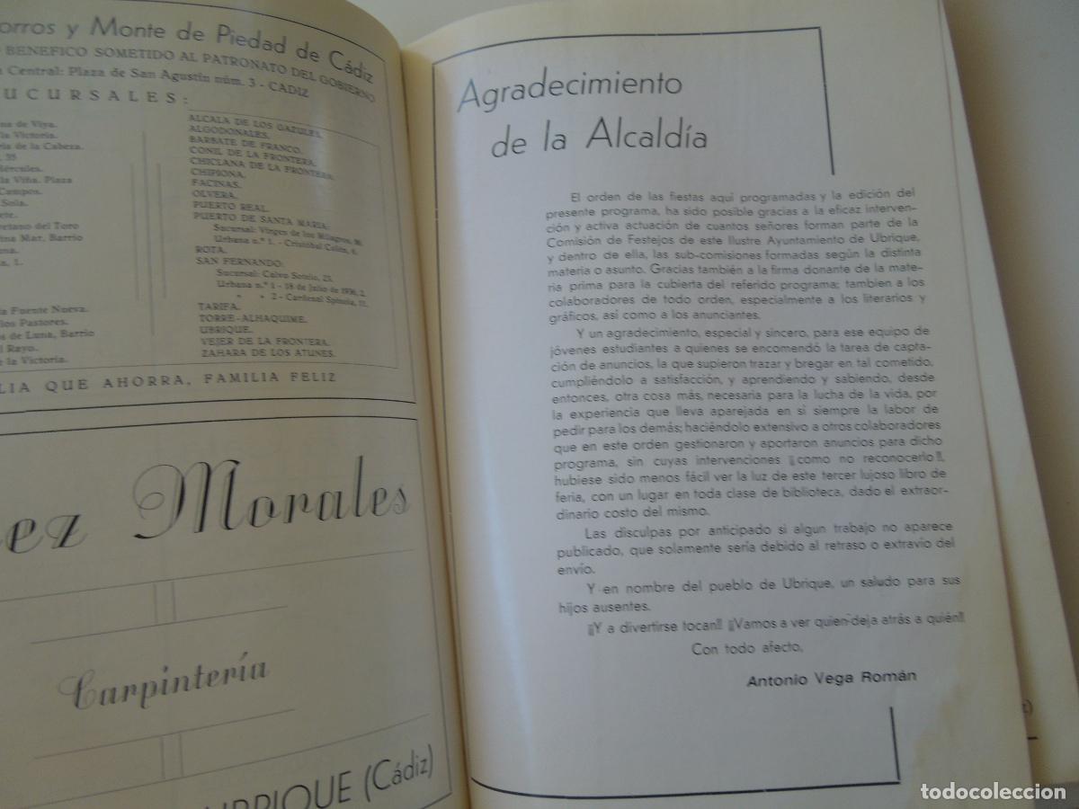 Libros: UBRIQUE - PROGRAMA - FERIA Y FIESTAS 1972 - TIRADA 1325 EJEMPLARES. - Foto 6