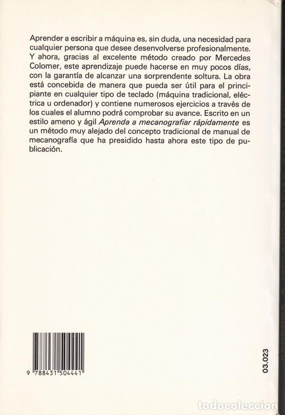 Libros: Aprenda a mecanografiar r&aacute;pidamente - Mercedes Colomer - Foto 2