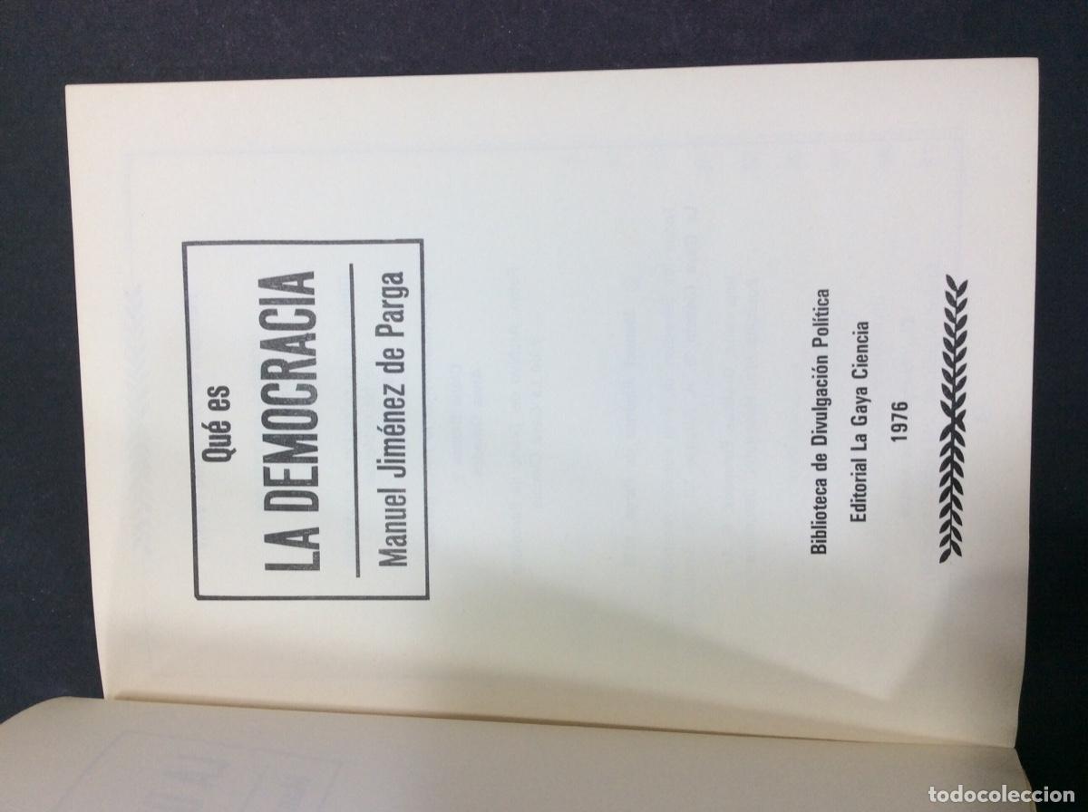 Libros: Qu&eacute; es la democracia. Manuel Jim&eacute;nez de Parga - Foto 2