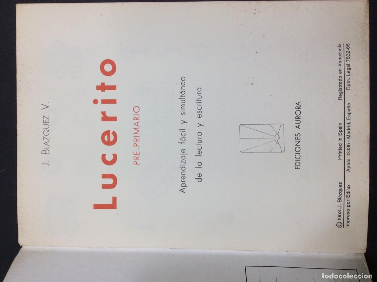 Libros: Lucerito pre-primario. J. Bl&aacute;zquez V. Ediciones aurora - Foto 3