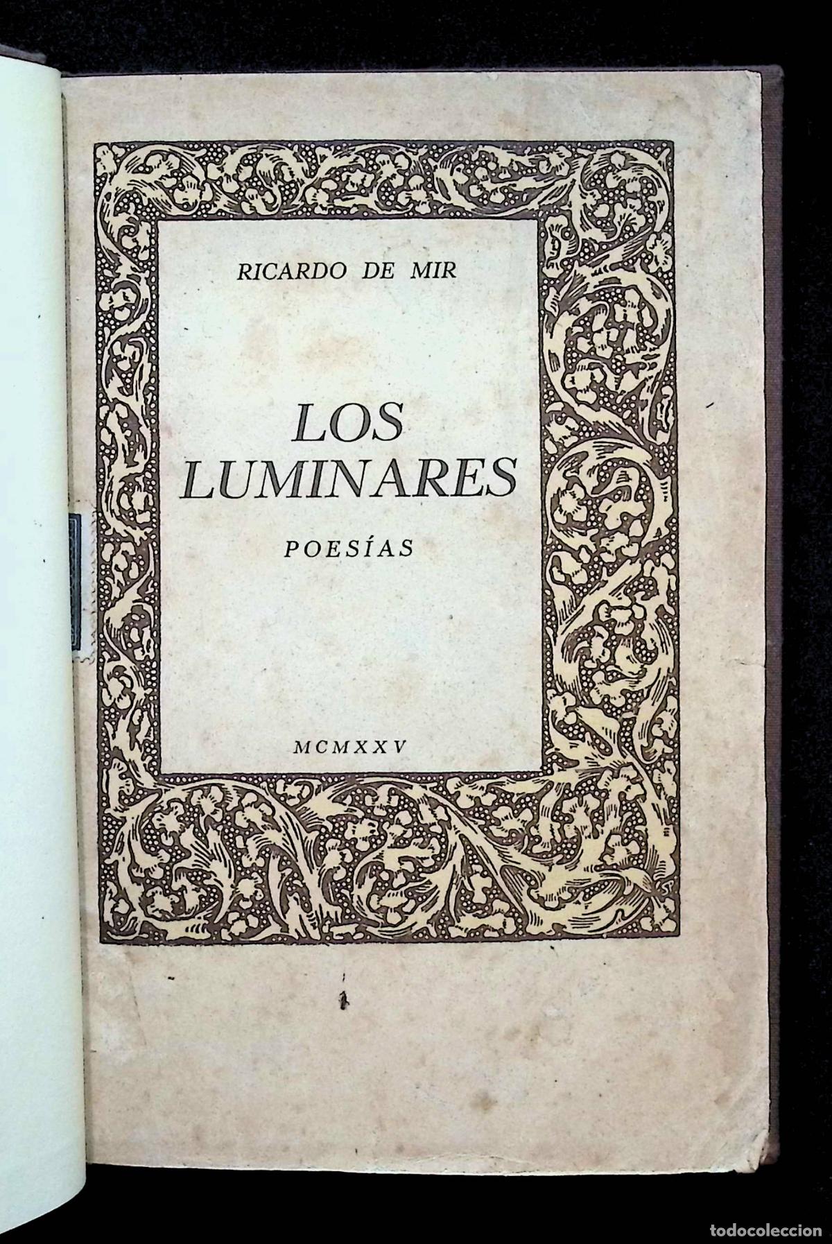 Libros: LOS LUMINARES. - MIR, Ricardo de. - Foto 1