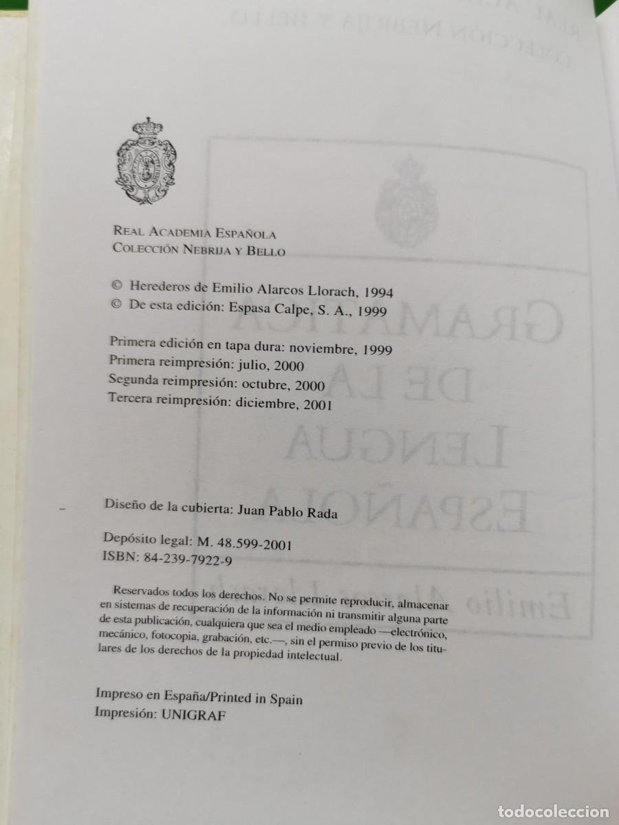 Libros: GRAM&Aacute;TICA DE LA LENGUA ESPA&Ntilde;OLA EMILIO ALARCOS LLORACH - Foto 4