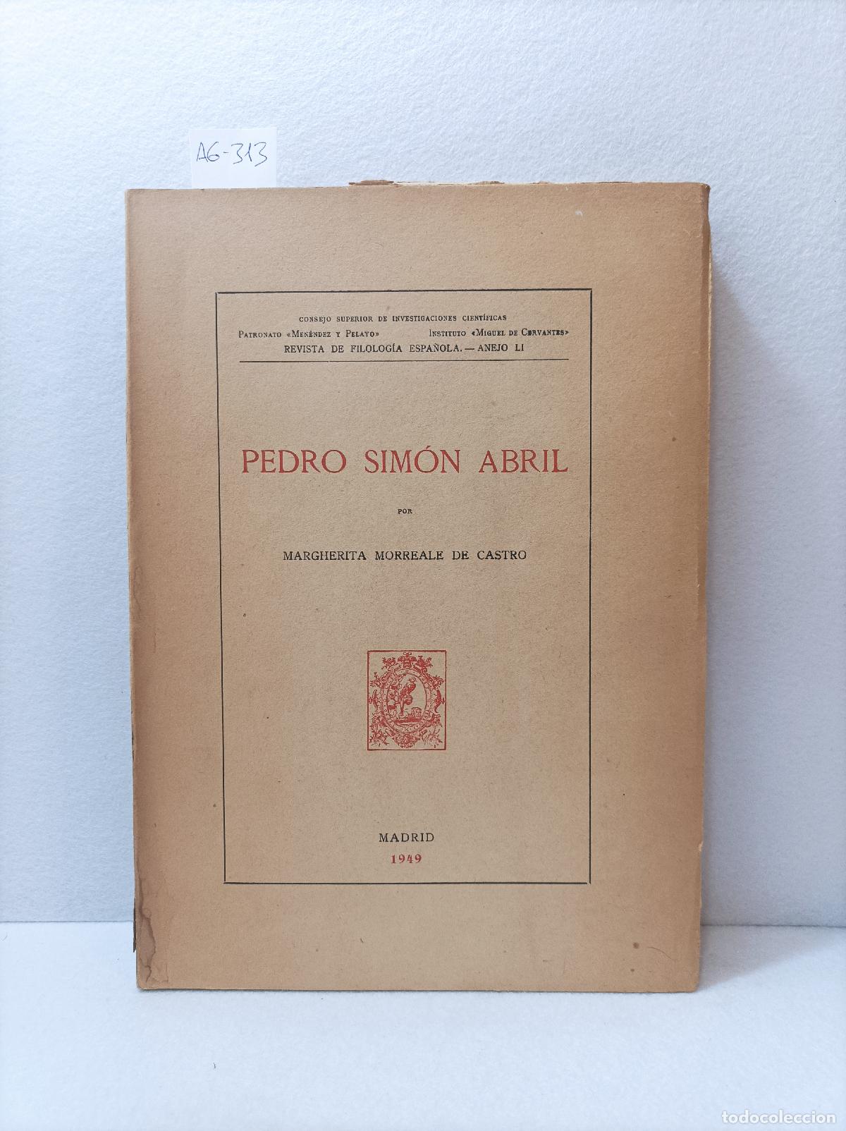 Libros: MORREALE DE CASTRO, Margherita: - Pedro Sim&oacute;n Abril. - Foto 1