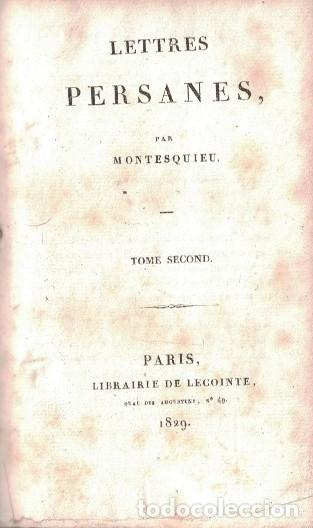 Libros: LETTRES PERSANES. Tomo 2&ordm;. - Montesquieu. - Foto 1