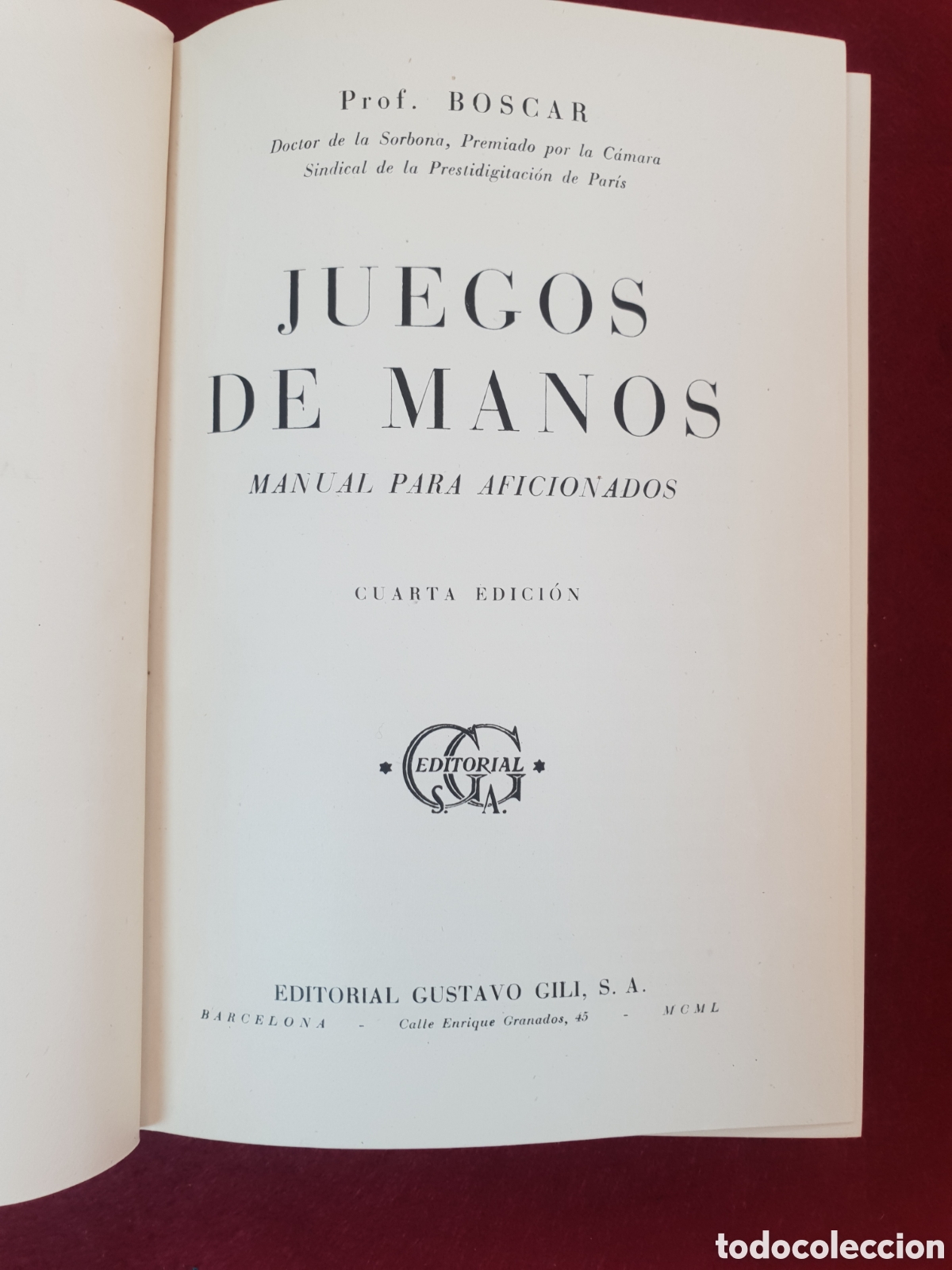 Libros: JUEGOS DE MANOS. PROF. BOSCAR. CUARTA EDICI&Oacute;N. BARCELONA - Foto 3