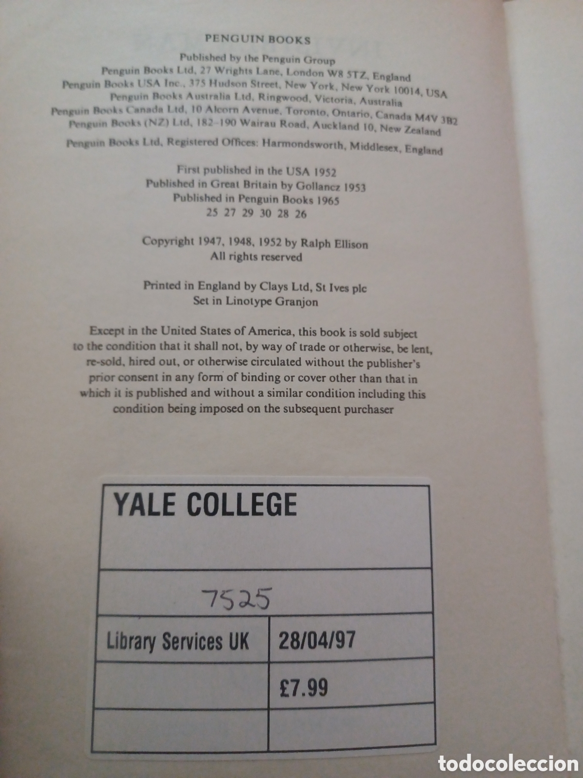 Libros: Barybook 155. Invisible man Ralph Ellison penguin.books - Foto 3