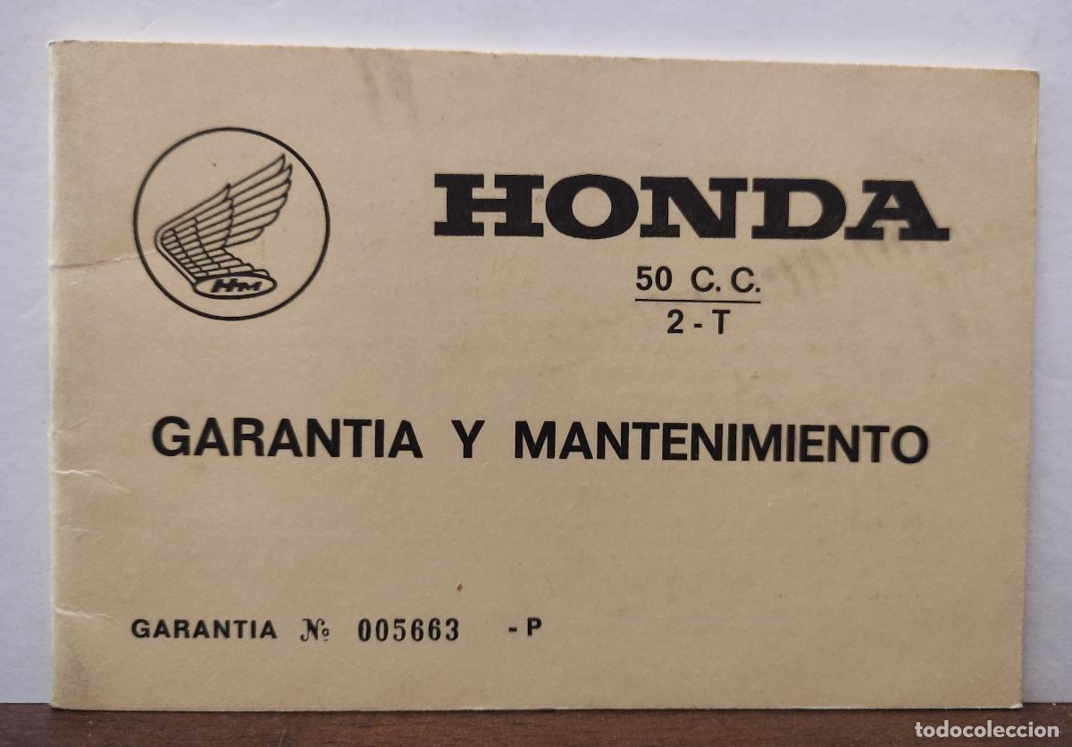 Libros: HONDA 50 C.C. 2 T - GARANTIA Y MANTENIMIENTO