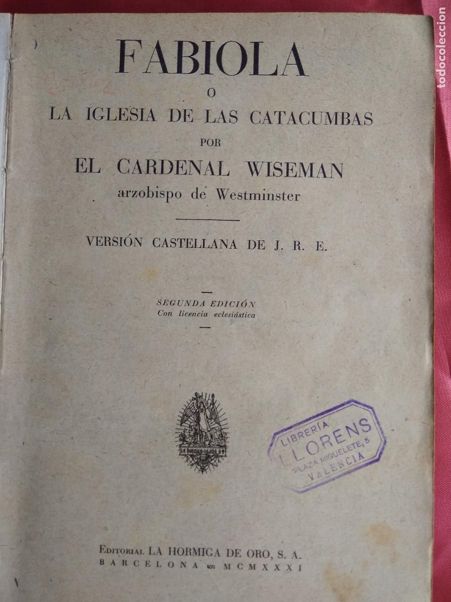 Libros: Fabiola. Wiseman. Ed.La hormiga. 1931. L.11029-1186 - Foto 6