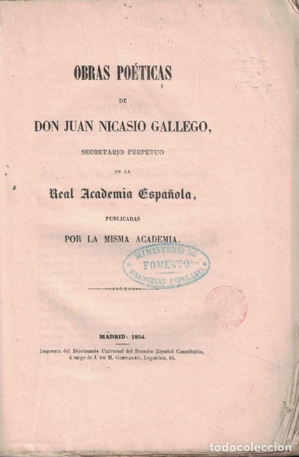 Libros: OBRAS PO&Eacute;TICAS. - Gallego. Juan Nicasio, - Foto 1