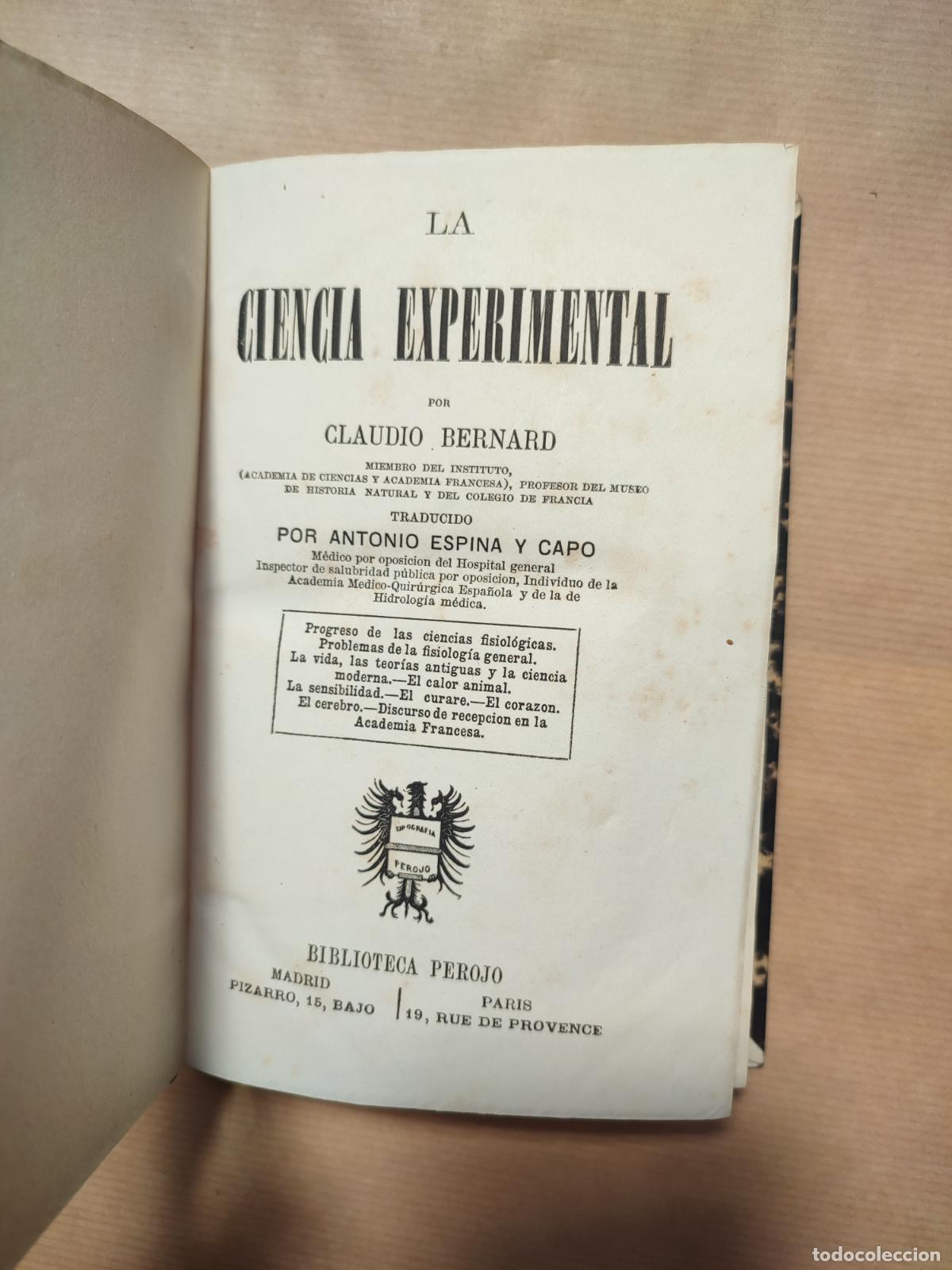 Libros: LA CIENCIA EXPERIMENTAL. - Claudio Bernard. - Foto 1