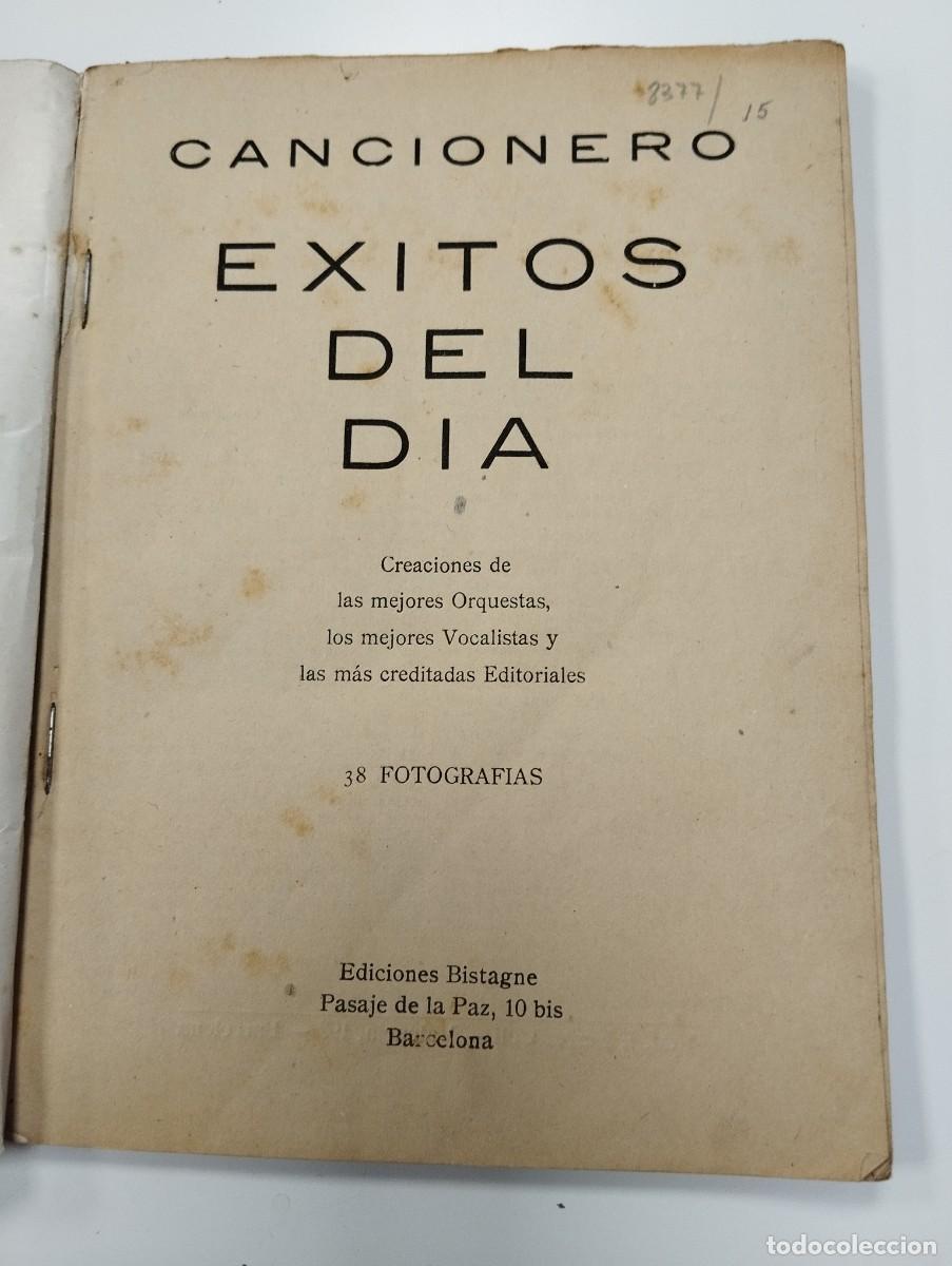 Libros: LIBRITO CANCIONERO EXITOS DEL DIA. EDICIONES BISTAGNE. - Foto 2