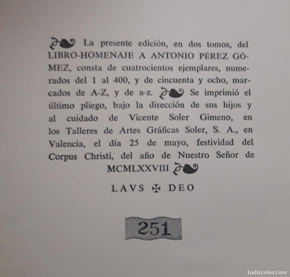 Libros: Libro homenaje a Antonio P&eacute;rez G&oacute;mez . Tomo 1 - Foto 3
