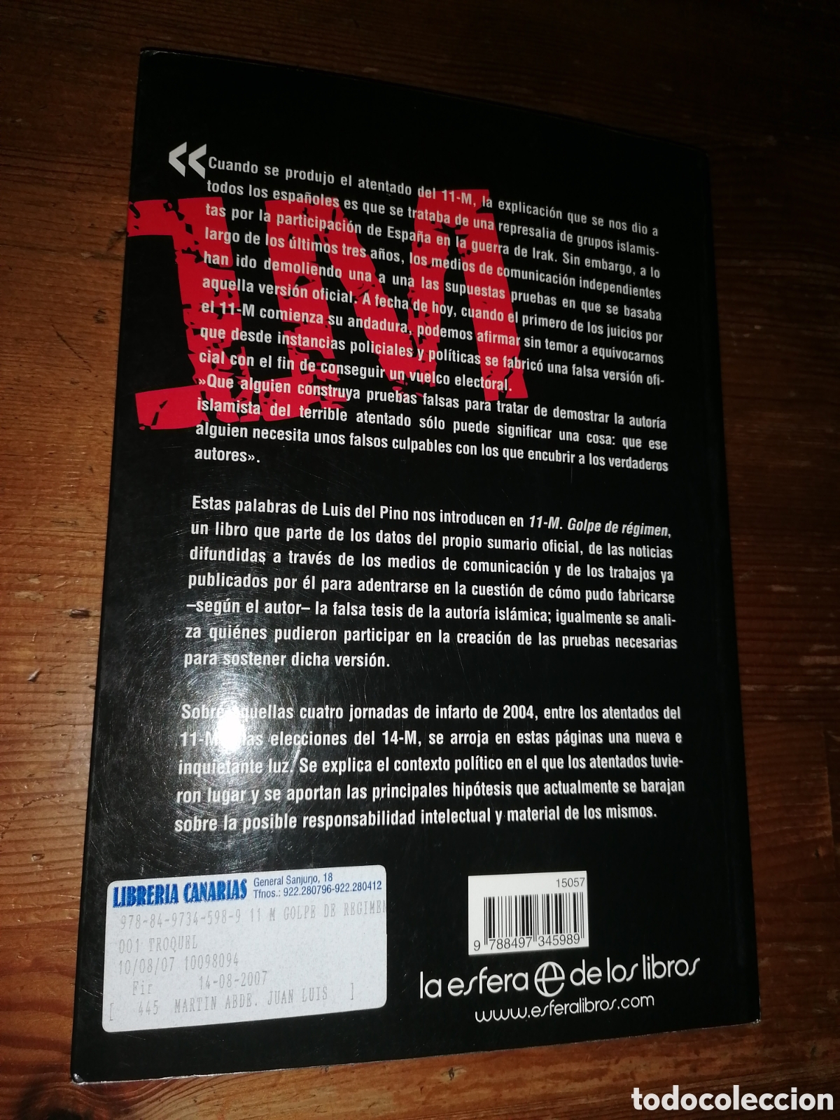Libros: 11M - GOLPE DE R&Eacute;GIMEN - Luis del Pino - Foto 2