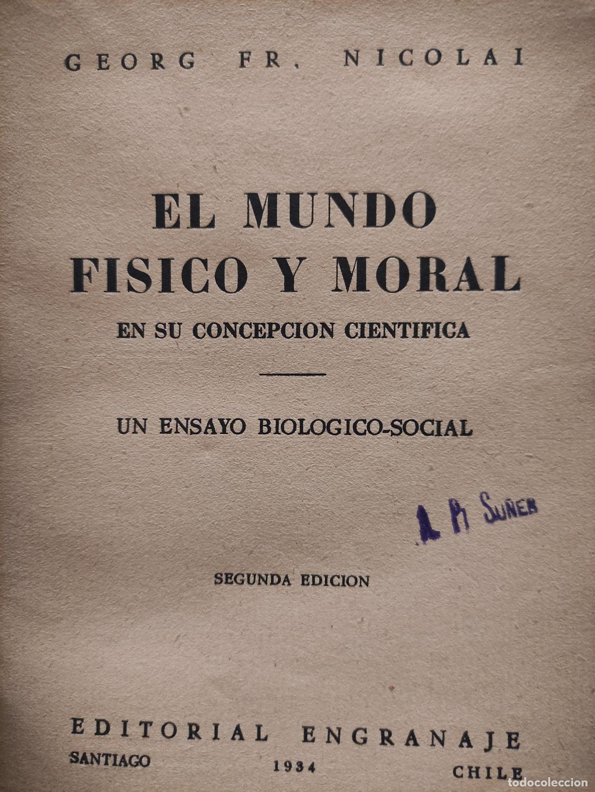 Libros: FISICA Y MORAL - GEORG FR. NICOLAI - Foto 3