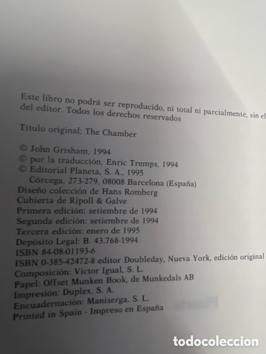 Libros: T2/B4/54. C&aacute;mara de gas - John Grisham - Foto 2