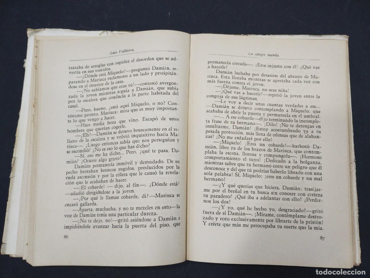 Libros: LA SANGRE MANDA LUIS VALLTERRA A&Ntilde;O 1946 - Foto 6