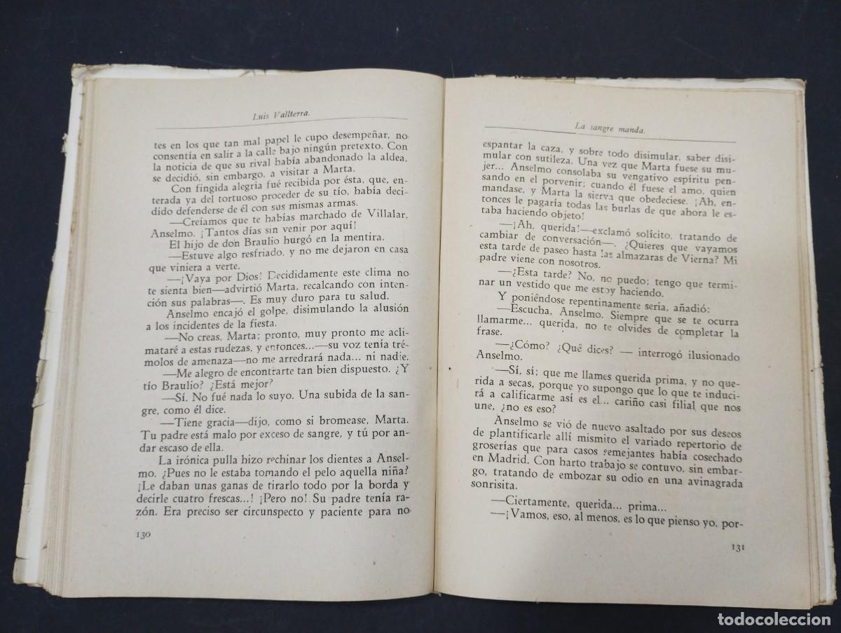 Libros: LA SANGRE MANDA LUIS VALLTERRA A&Ntilde;O 1946 - Foto 7