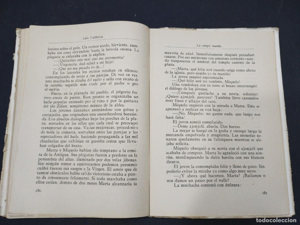 Libros: LA SANGRE MANDA LUIS VALLTERRA A&Ntilde;O 1946 - Foto 8
