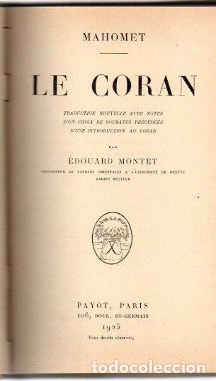 Libros: Le Coran. Mahomet - Montet, &Eacute;douard - Foto 1