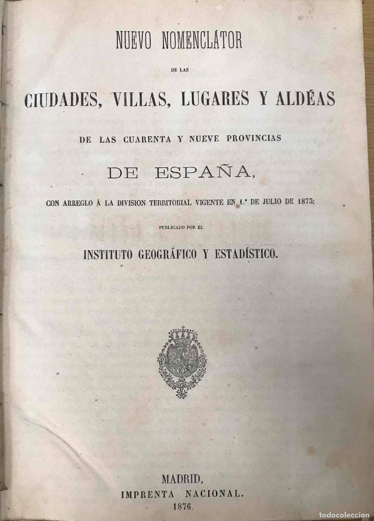 books: Nuevo nomencl&aacute;tor de las ciudades, villas, lugares y ald&eacute;as de la cuarenta y nueve provincias de Esp