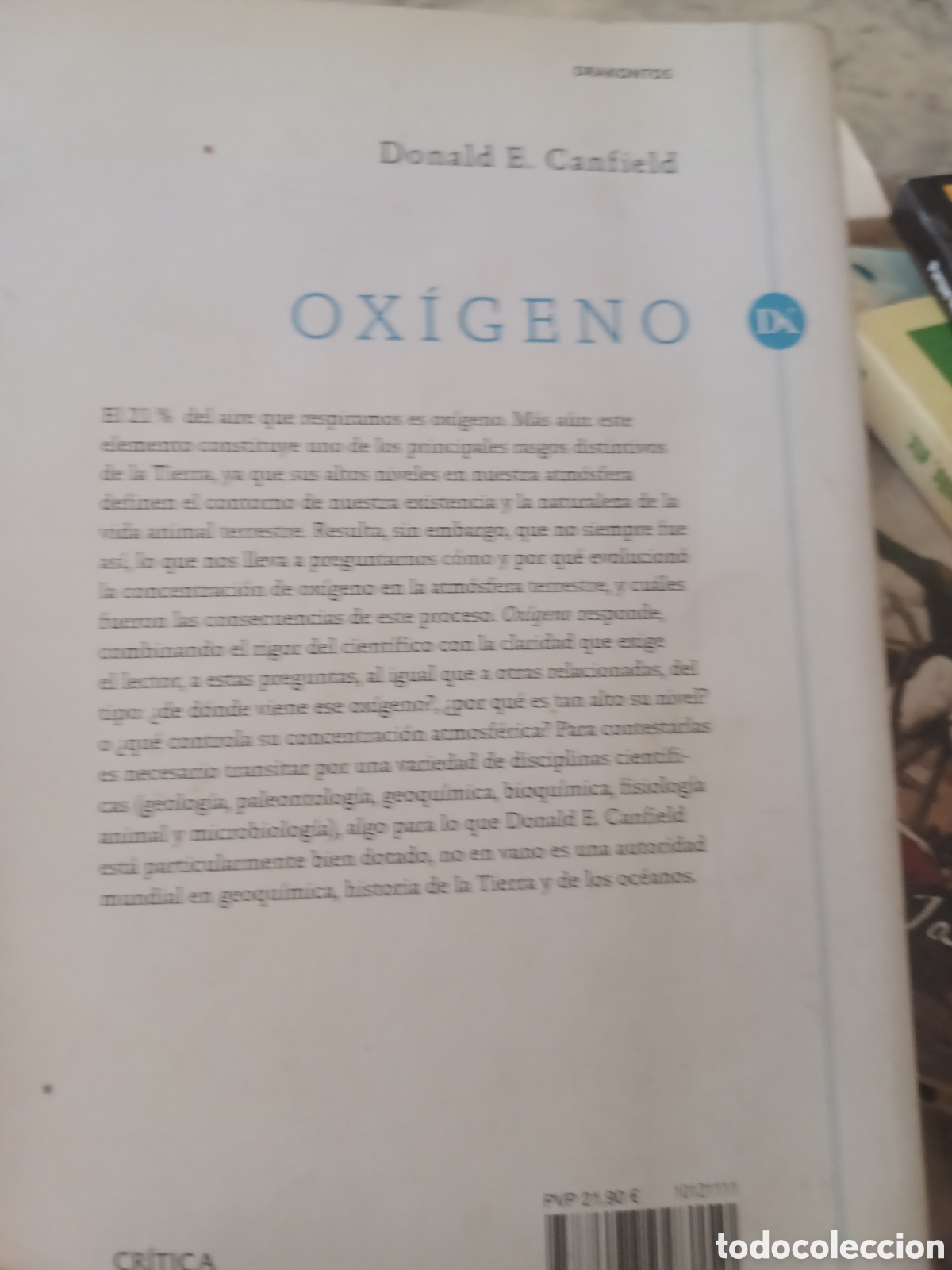 Libros: Barybook C4. Ox&iacute;geno Donald E.Canfield Cr&iacute;tica - Foto 2