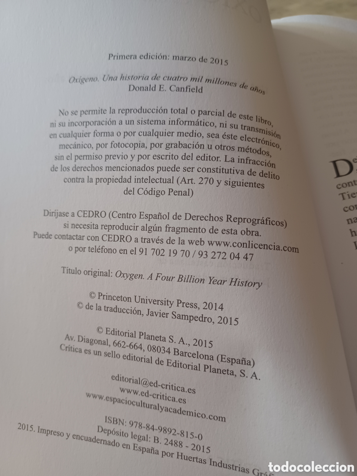 Libros: Barybook C4. Ox&iacute;geno Donald E.Canfield Cr&iacute;tica - Foto 5