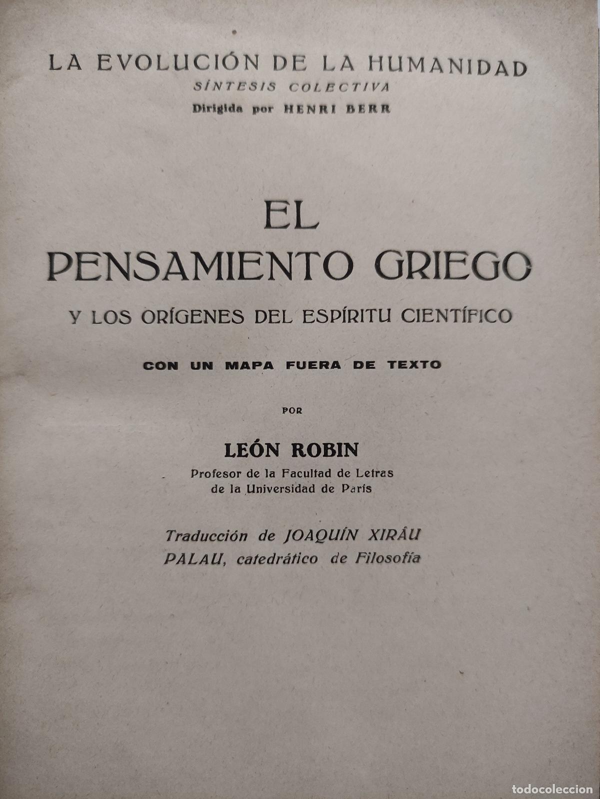 Libros: EL PENSAMIENTO GRIEGO - LEON ROBIN - Foto 2