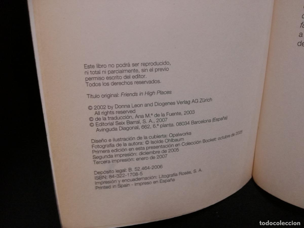 Libros: LIBRO - AMIGOS EN LAS ALTAS ESFERAS - DONNA LEON - Foto 2