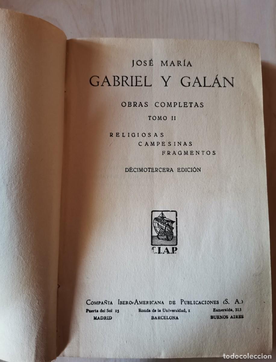 Libros: OBRAS COMPLETAS. TOMO II - GABRIEL Y GAL&Aacute;N - Foto 2