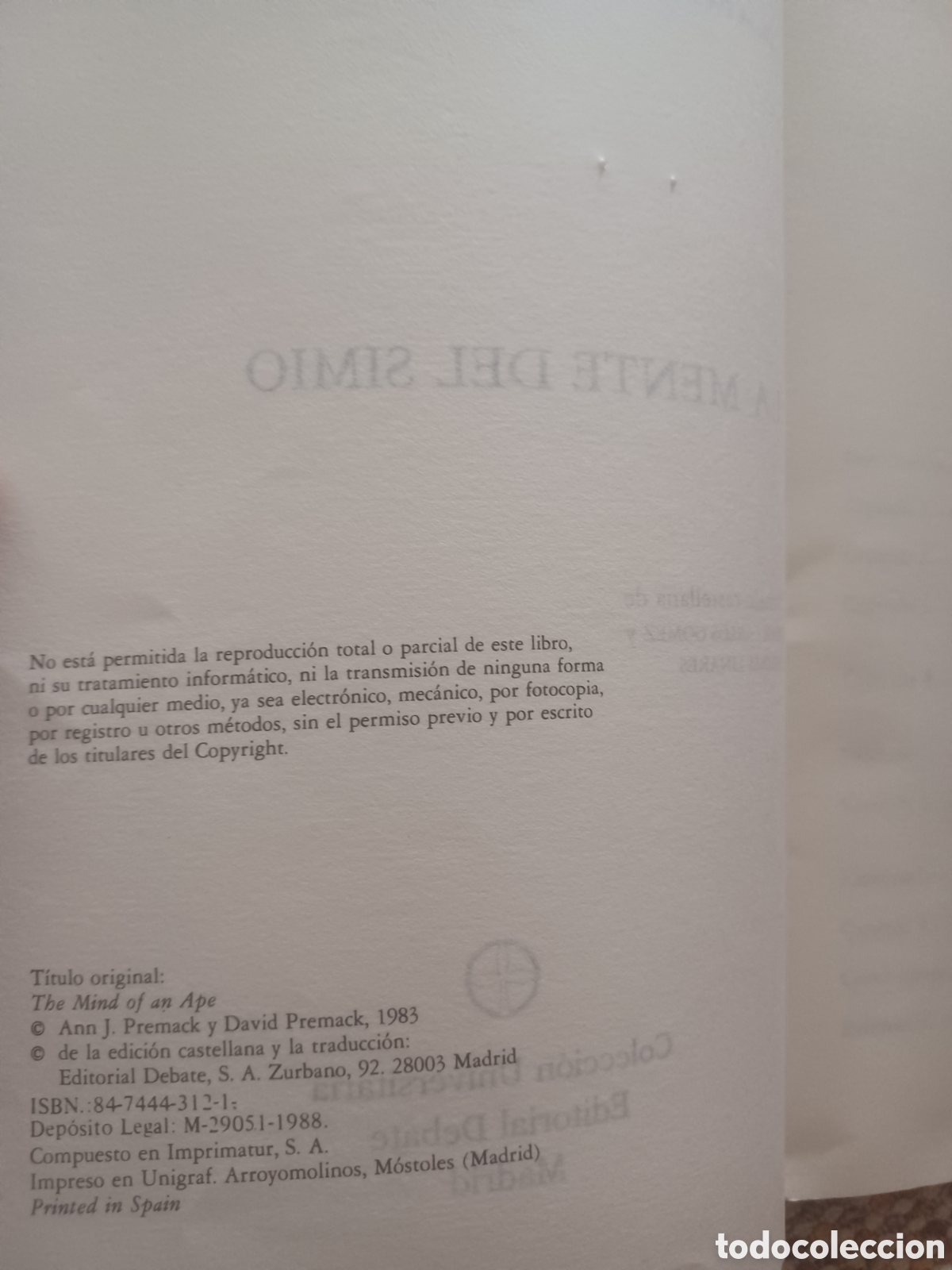 Libros: Barybook C49. La mente del simio. David premack editorial debate - Foto 4