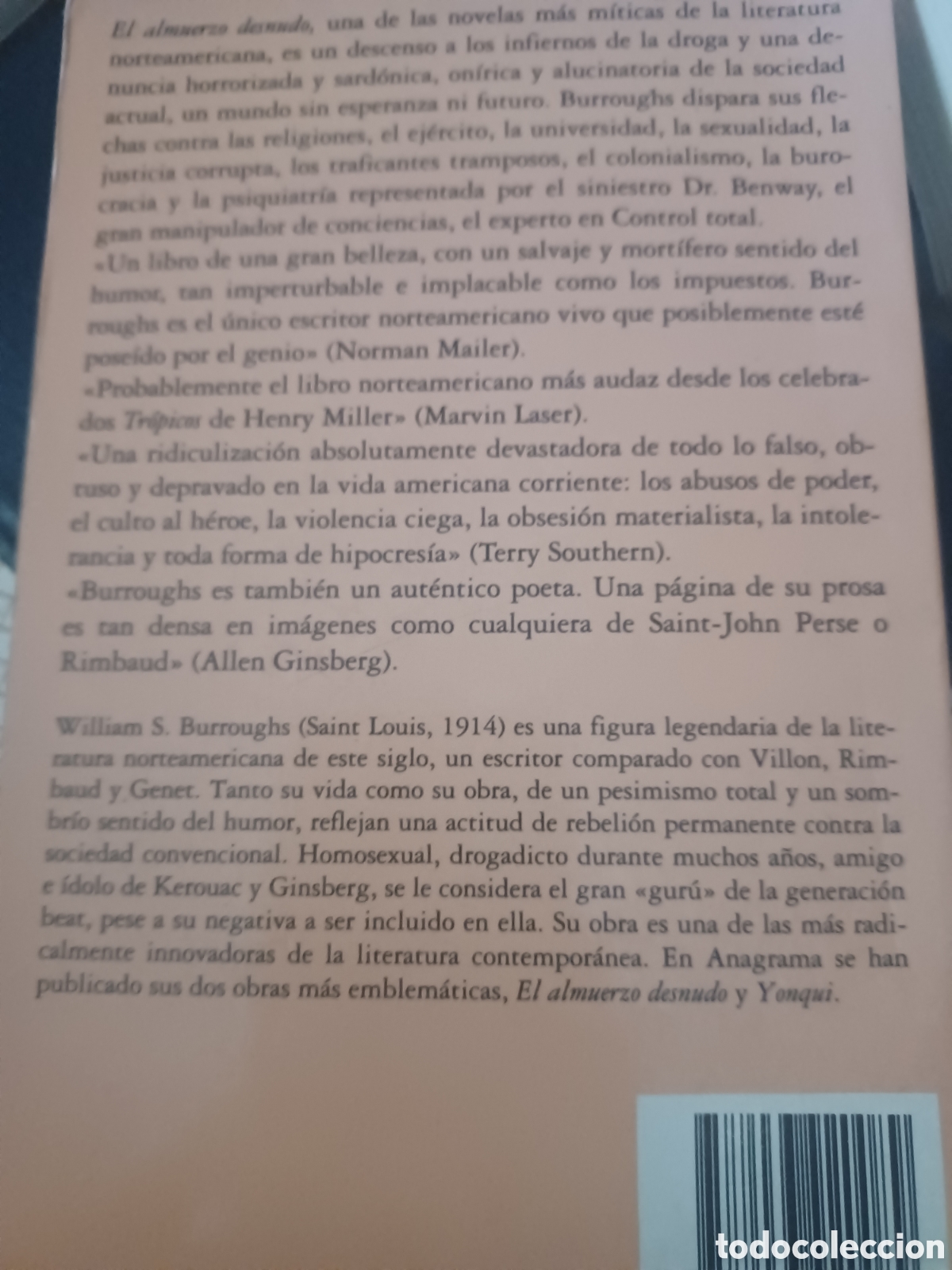 Libros: Barybook.C65. El almuerzo desnudo William S.BURROUGHS compactos Anagrama - Foto 2