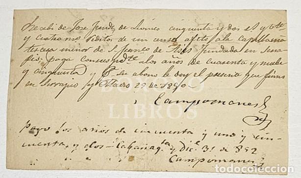 Libros: CAMPOMANES. Serrapio (Asturias). Recibo de un censo (Capellan&iacute;a de San Francisco de As&iacute;s)