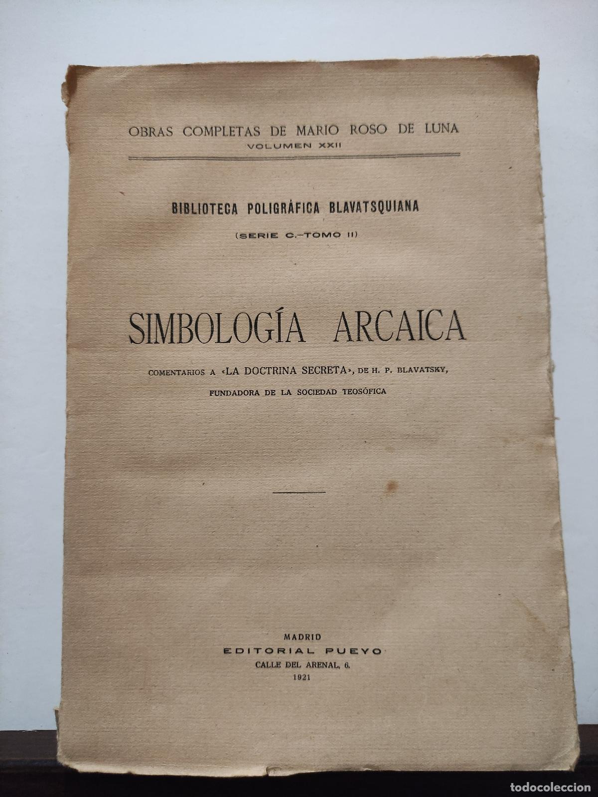 Libros: SIMBOLOGIA ARCAICA - MARIO ROSO DE LUNA - Foto 1