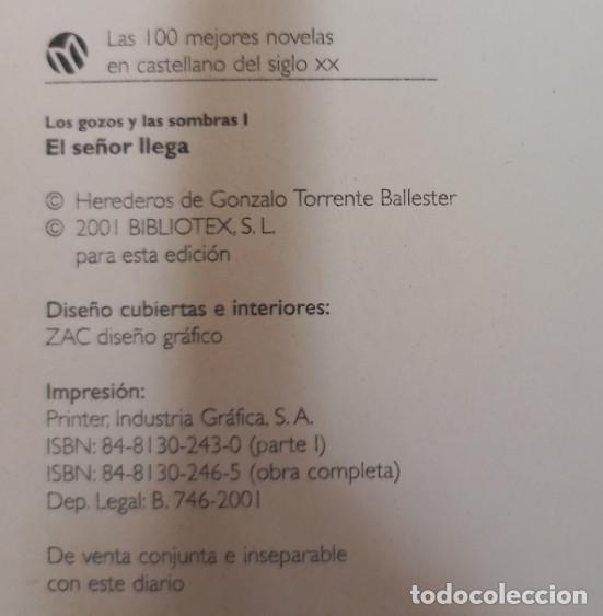 Libros: LOS GOZOS Y LAS SOMBRAS, 3 TOMOS, BIBLIOTEX 2001 - Foto 3