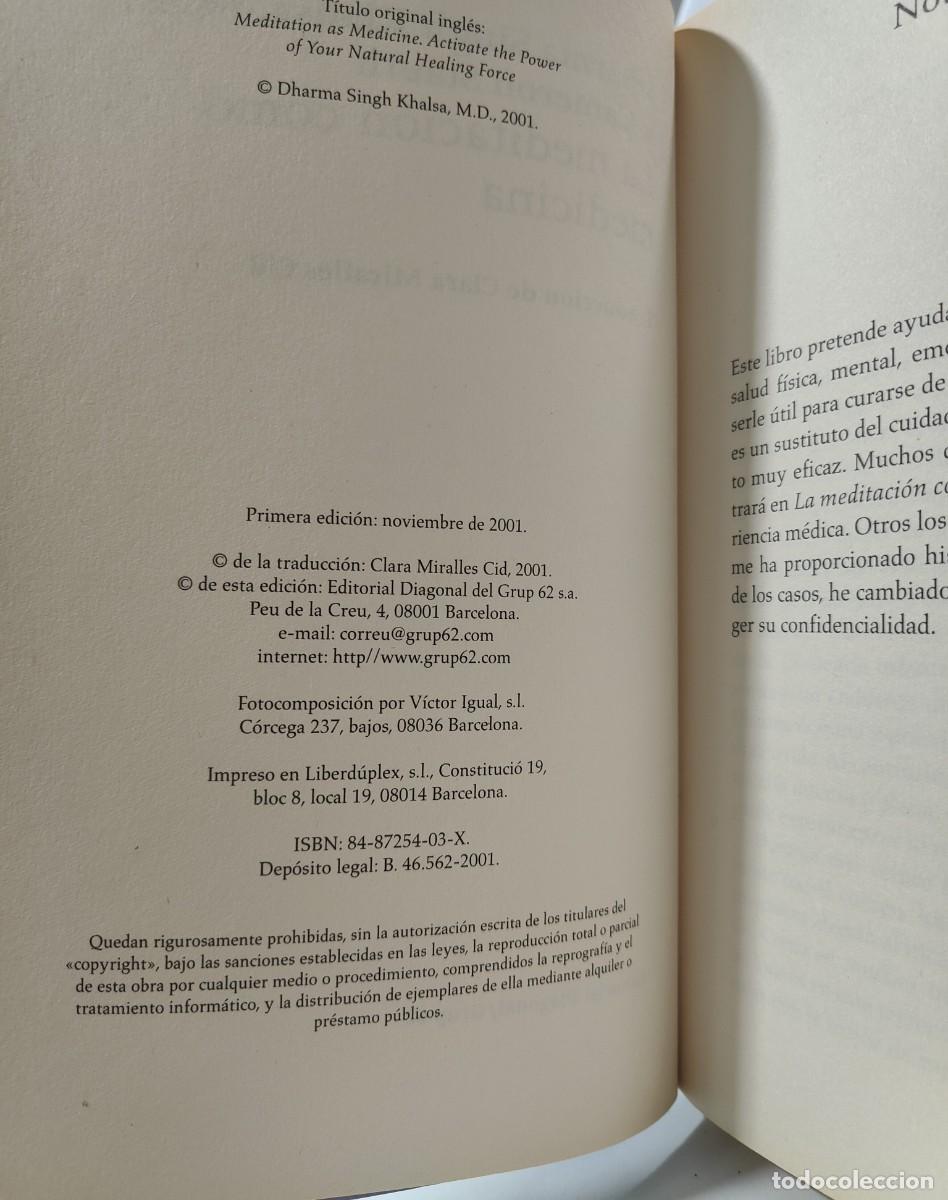 Libros: LA MEDITACI&Oacute;N COMO MEDICINA - Dharma Singh Khalsa y Cameron Stauth ~ - Foto 6