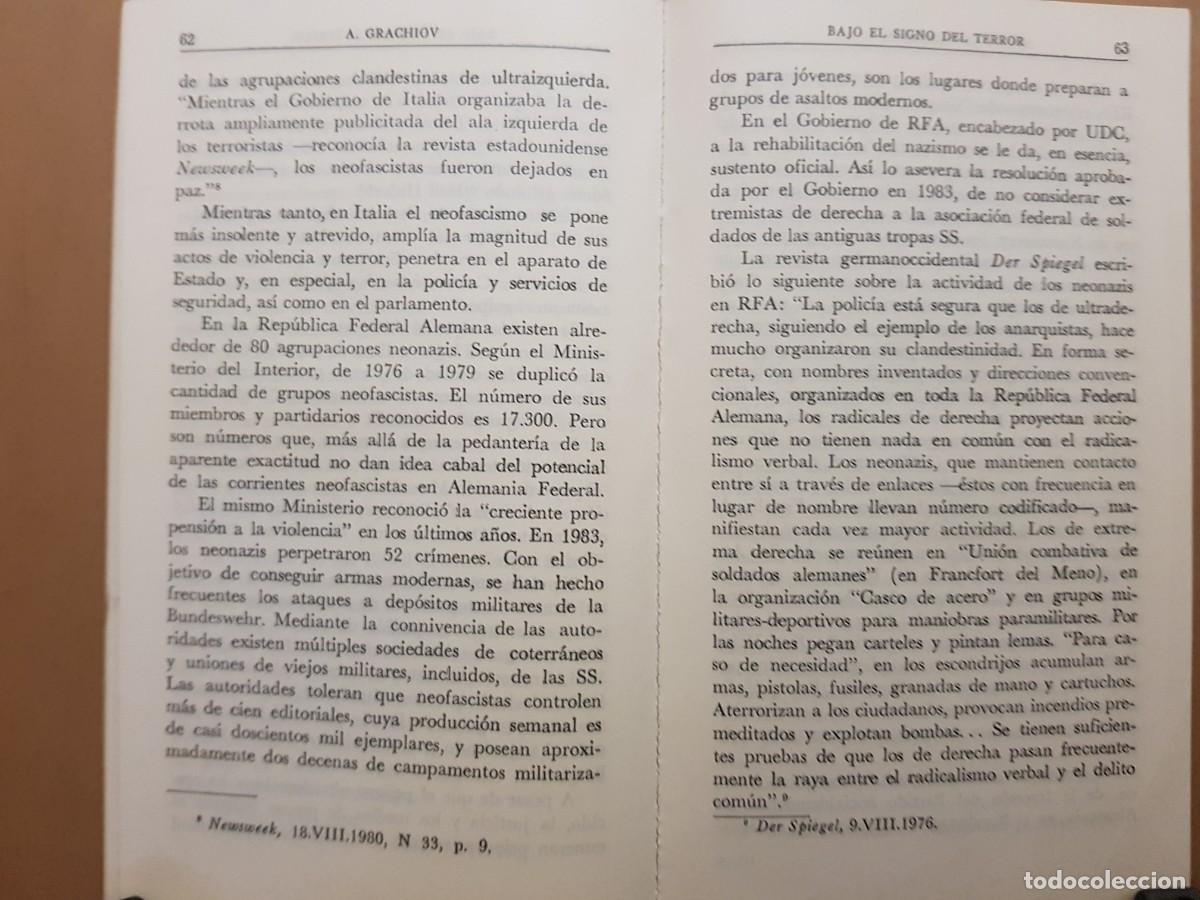 Libros: BAJO EL SIGNO DEL TERROR - A.GRACHIOV - ED. PROGRESO - 1985 (ILUST) - Foto 9