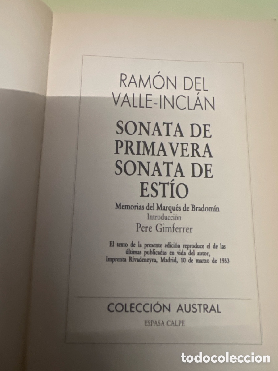 Libros: SONATA DE PRIMAVERA/SONATA DE EST&Iacute;O - Valle-Incl&aacute;n - Foto 3